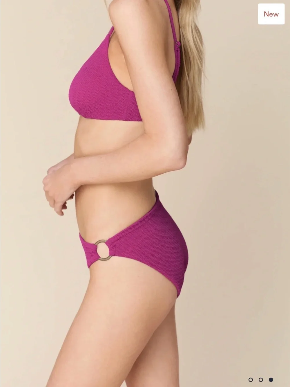 Andie Bonita Textured Ring-Accent Bikini Set - Magenta